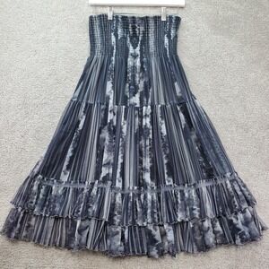 Lapis Anthroologie Strapless Boho Tube Y2K Dress Womens M Grey Tie Fairycore